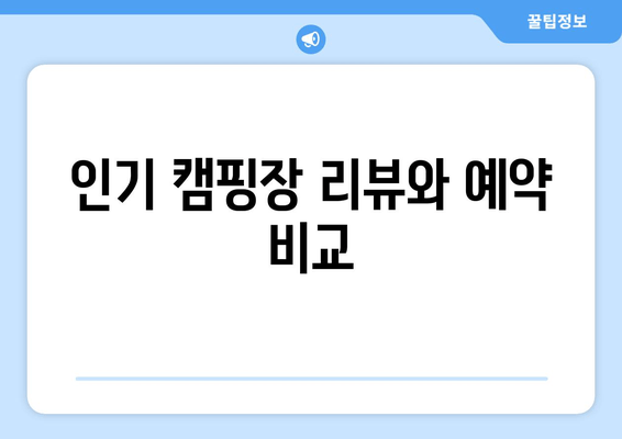 인기 캠핑장 리뷰와 예약 비교