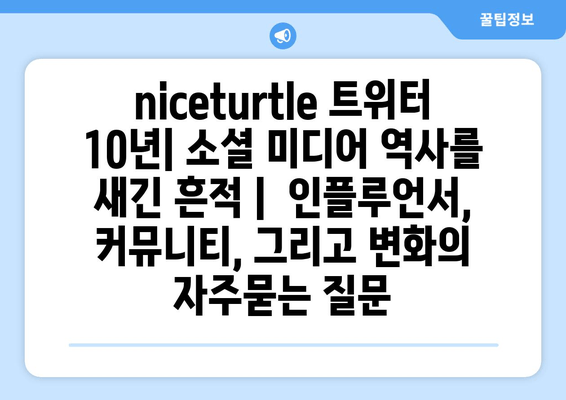 niceturtle 트위터 10년| 소셜 미디어 역사를 새긴 흔적 |  인플루언서, 커뮤니티, 그리고 변화