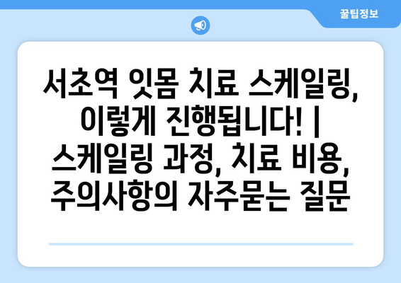 서초역 잇몸 치료 스케일링, 이렇게 진행됩니다! | 스케일링 과정, 치료 비용, 주의사항