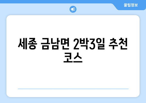 세종 금남면 2박3일 추천 코스