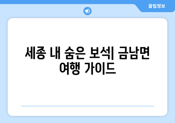 세종 내 숨은 보석| 금남면 여행 가이드