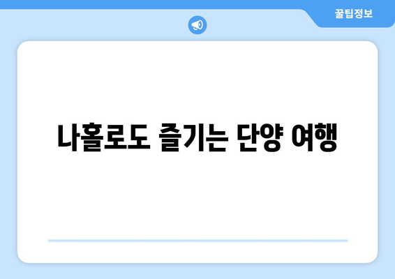 나홀로도 즐기는 단양 여행