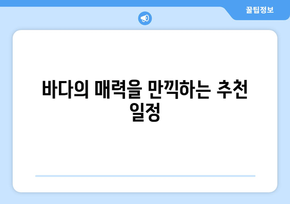 바다의 매력을 만끽하는 추천 일정