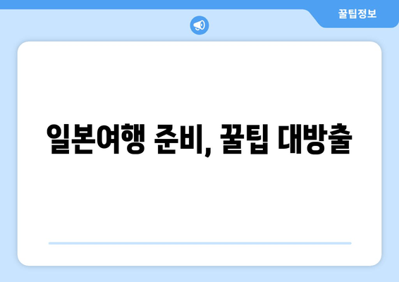 일본여행 준비, 꿀팁 대방출