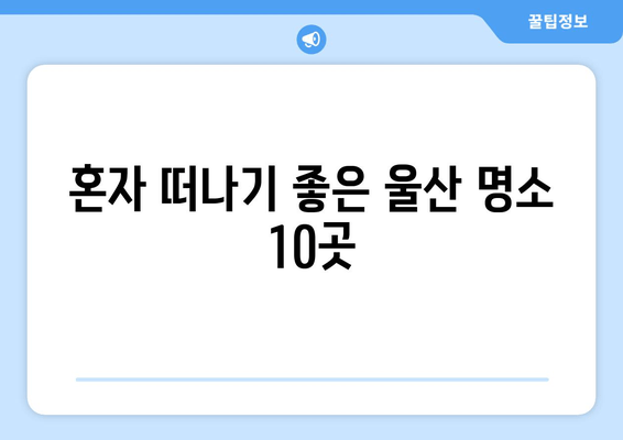 혼자 떠나기 좋은 울산 명소 10곳