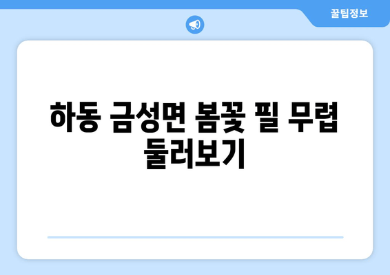 하동 금성면 봄꽃 필 무렵 둘러보기