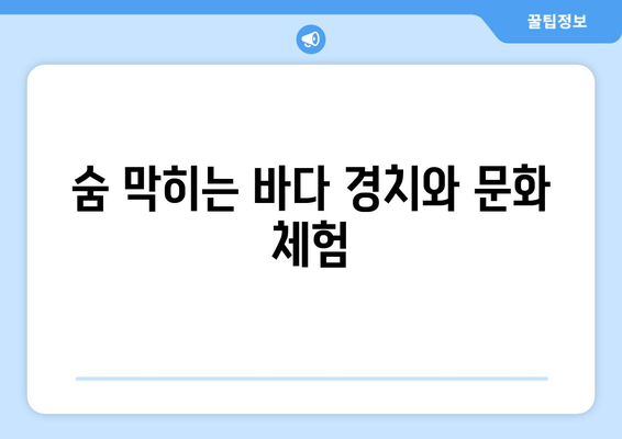 숨 막히는 바다 경치와 문화 체험