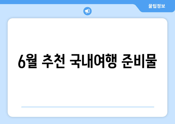 6월 추천 국내여행 준비물