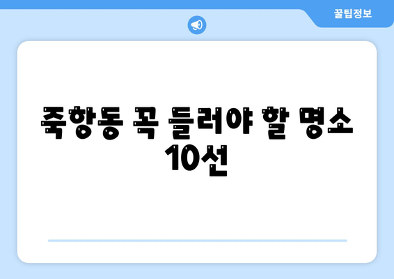 죽항동 꼭 들러야 할 명소 10선