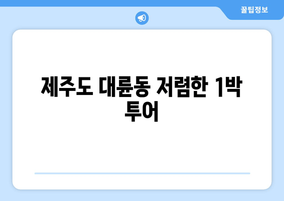 제주도 대륜동 저렴한 1박 투어