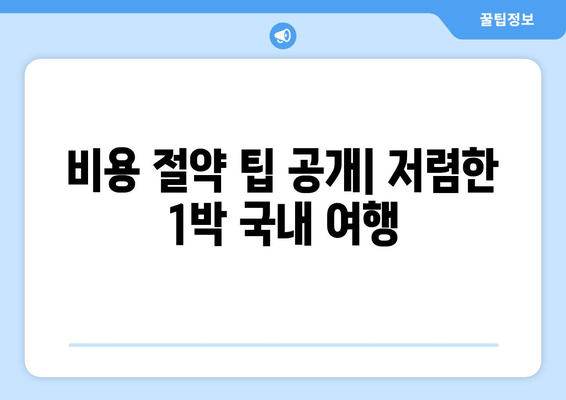 비용 절약 팁 공개| 저렴한 1박 국내 여행