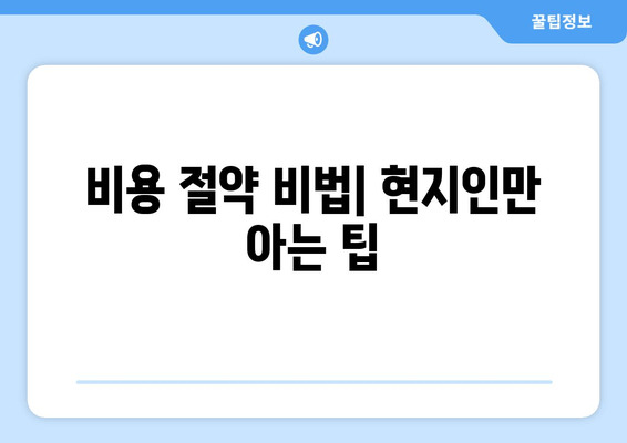 비용 절약 비법| 현지인만 아는 팁