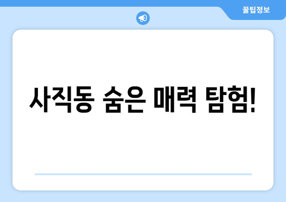 사직동 숨은 매력 탐험!