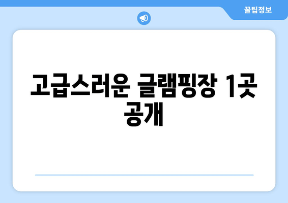 고급스러운 글램핑장 1곳 공개