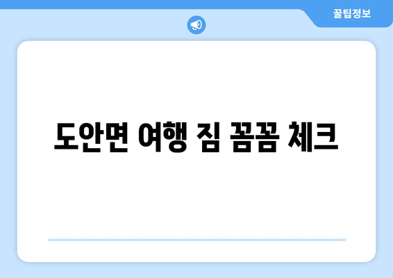 도안면 여행 짐 꼼꼼 체크