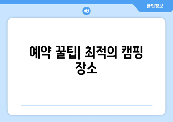 예약 꿀팁| 최적의 캠핑 장소