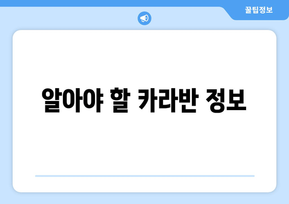 알아야 할 카라반 정보