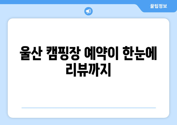 울산 캠핑장 예약이 한눈에 리뷰까지