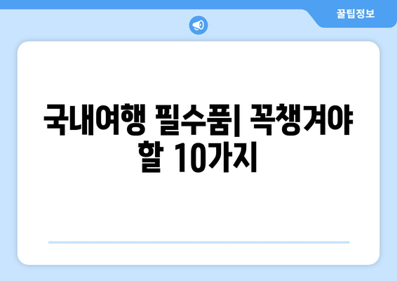 국내여행 필수품| 꼭챙겨야 할 10가지