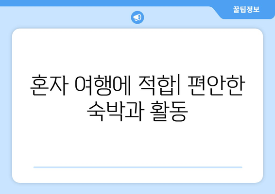 혼자 여행에 적합| 편안한 숙박과 활동