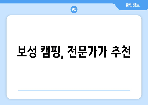 보성 캠핑, 전문가가 추천