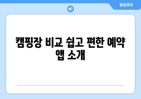 캠핑장 비교 쉽고 편한 예약 앱 소개