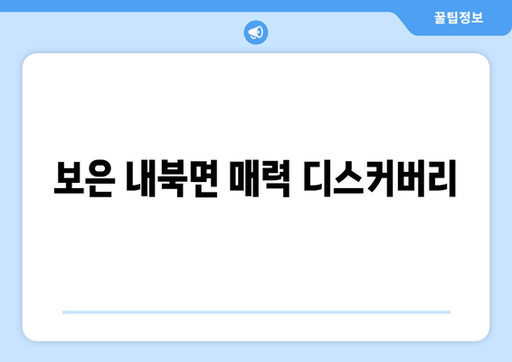 보은 내북면 매력 디스커버리