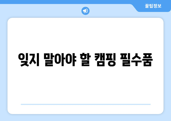 잊지 말아야 할 캠핑 필수품