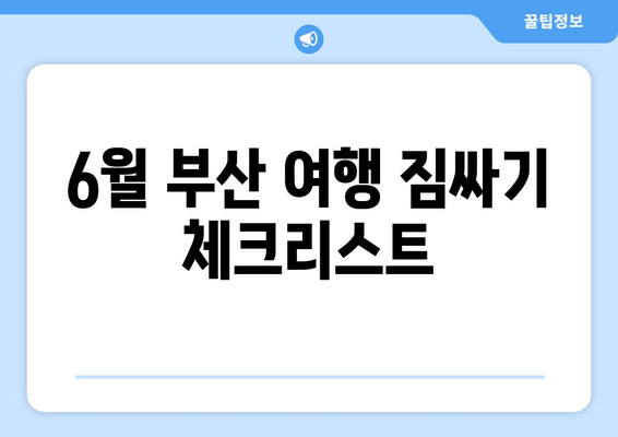 6월 부산 여행 짐싸기 체크리스트