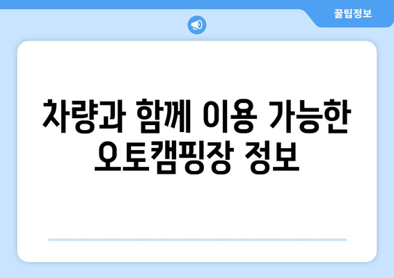 차량과 함께 이용 가능한 오토캠핑장 정보