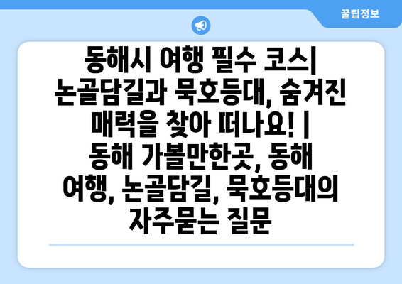 동해시 여행 필수 코스| 논골담길과 묵호등대, 숨겨진 매력을 찾아 떠나요! | 동해 가볼만한곳, 동해 여행, 논골담길, 묵호등대