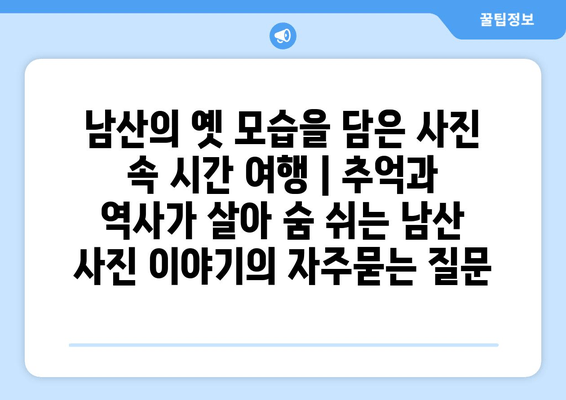 남산의 옛 모습을 담은 사진 속 시간 여행 | 추억과 역사가 살아 숨 쉬는 남산 사진 이야기