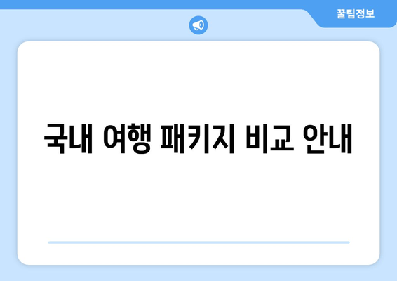 국내 여행 패키지 비교 안내