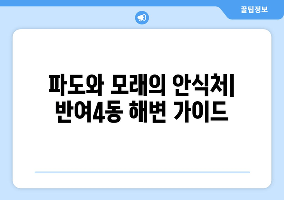 파도와 모래의 안식처| 반여4동 해변 가이드