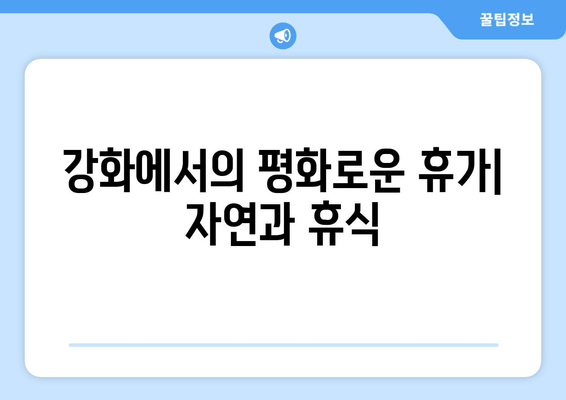 강화에서의 평화로운 휴가| 자연과 휴식