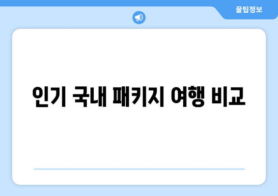 인기 국내 패키지 여행 비교