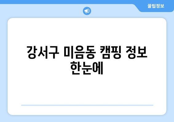 강서구 미음동 캠핑 정보 한눈에