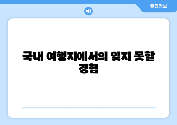 국내 여행지에서의 잊지 못할 경험