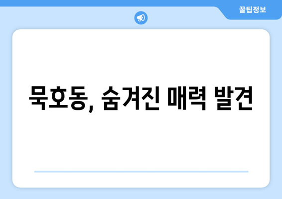 묵호동, 숨겨진 매력 발견