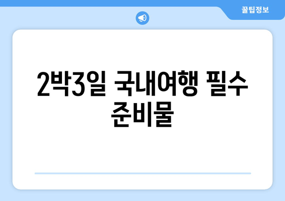 2박3일 국내여행 필수 준비물