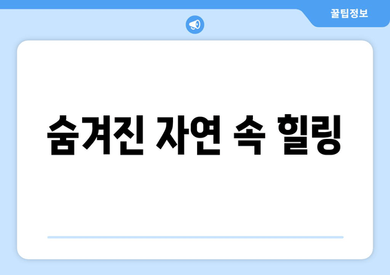 숨겨진 자연 속 힐링