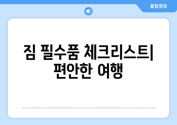 짐 필수품 체크리스트| 편안한 여행