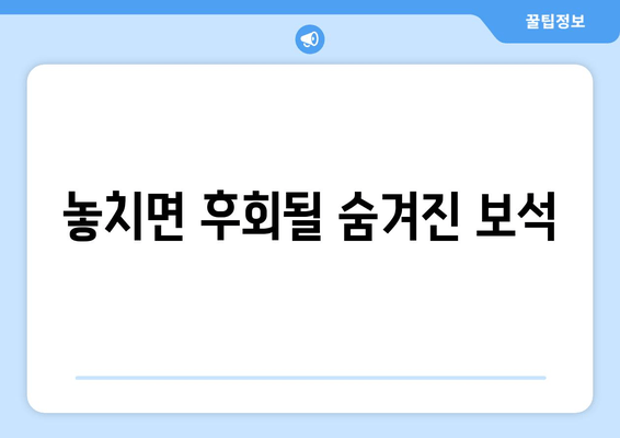 놓치면 후회될 숨겨진 보석