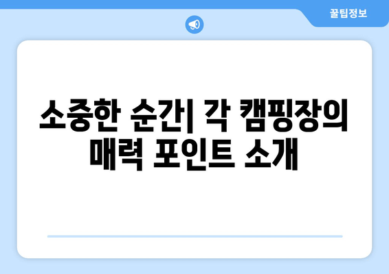 소중한 순간| 각 캠핑장의 매력 포인트 소개