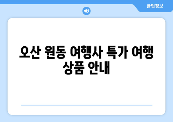 오산 원동 여행사 특가 여행 상품 안내