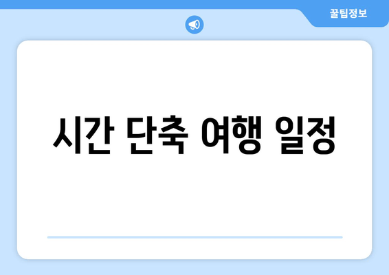 시간 단축 여행 일정