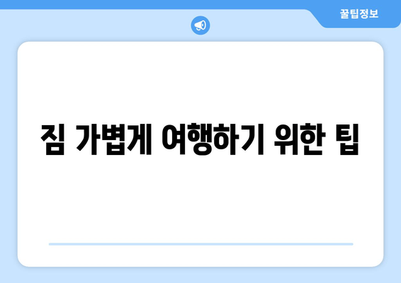 짐 가볍게 여행하기 위한 팁