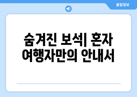 숨겨진 보석| 혼자 여행자만의 안내서