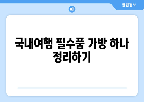 국내여행 필수품 가방 하나 정리하기