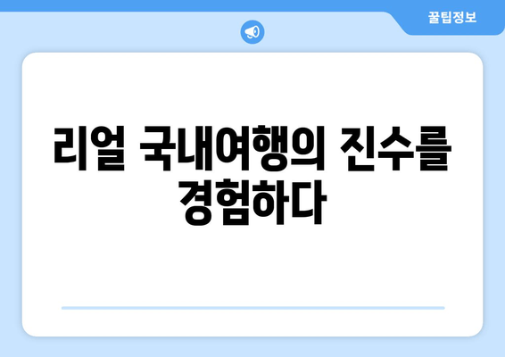 리얼 국내여행의 진수를 경험하다